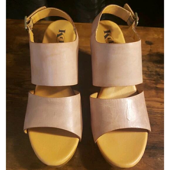 KORKS Kristian Leather Platform Slingback Heel Sandal SIZE 8 Natural Stud Accent - Picture 10 of 10